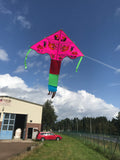Rosa-Fisk-deltadrake med svans i flera glada färger - Exklusiv Drake från www.Drake.nu