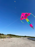 Delfiner in Paradiset Rosa deltadrake med svans i flera glada färger - Exklusiv Drake från www.Drake.nu
