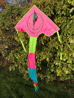 Rosa smily-deltadrake  med svans i flera färger - Exklusiv Drake från www.Drake.nu
