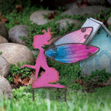 Rosa Fee Trädgårdsfigurin i färgat glas och metall - Fairy Gartenstecker S - Pink - från Amerikanska Regal Arts and Gifts i Karlifornien