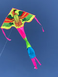 Gul-örn-deltadrake med svans i flera glada färger - Exklusiv Drake från www.Drake.nu