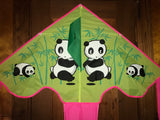 Grön-Pandor-deltadrake med svans i flera glada färger - Exklusiv Drake från www.Drake.nu (Pandadrake)