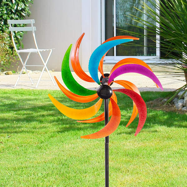 Uusi kaksipuolinen Rainbow Wheel - Metal Spinning Wheel - (Wind Wheel) (Windrat)