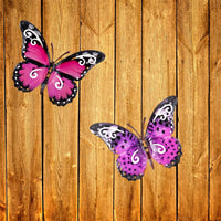 Metall VäggDekoration med Lila Prickar  24cm fjäril. Décor Butterfly Wall Decoration.