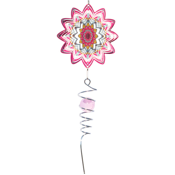 Regnbågs-Blom-spiral vindspel/pendel 12,5x42cm i rostfritt stål
