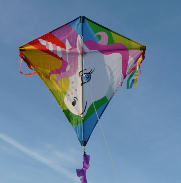 ENHÖRNING / Unicorn / Einhorn - KORSDRAKE från Tyska Spiderkites - 75x75cm - Unicorn Kite