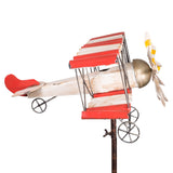 Röd-Vit dubbeldäckare med propeller / Vindhjul / Vindsnurra / Vindspel /Aircraft / Airplane / Wind Game / Wind Wheel