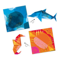 Origami med Havsdjur, Djeco, sjöhästar, snäckor, delfiner och andra djur från havets djup