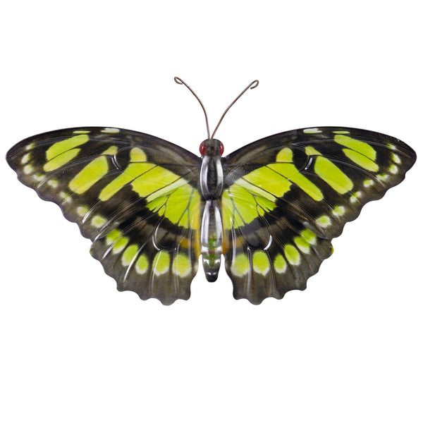 Metalliseinien koristelu Green TigerButterfly, 35cm perhonen. Perhonen seinäkoristelu.