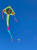 Drakhuvud Gul deltadrake med svans i flera glada färger - Exklusiv Drake från www.Drake.nu