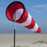 Västanvinden klassisk rödvit vindsocka 70x20cm / vindstrut på 1,5m glasfiberstång (Avia Windsock)