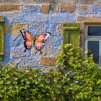 Metall VäggDekoration Röd Himmel Fjäril, 37cm. Décor Butterfly Wall Decoration.