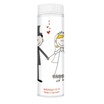 Bröllopsbubblor - Klassiskt Såpbubbelburk med teckning av par som gifter sig - Made in Germany