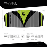 Paraflex 1,7m2 / 2,8m2 / 3,9m2 / 5kvadratmeter Quad Kite (4hands-Sporlänkdrake / 4 handsdrake / kitingdrake / lenkmatte)